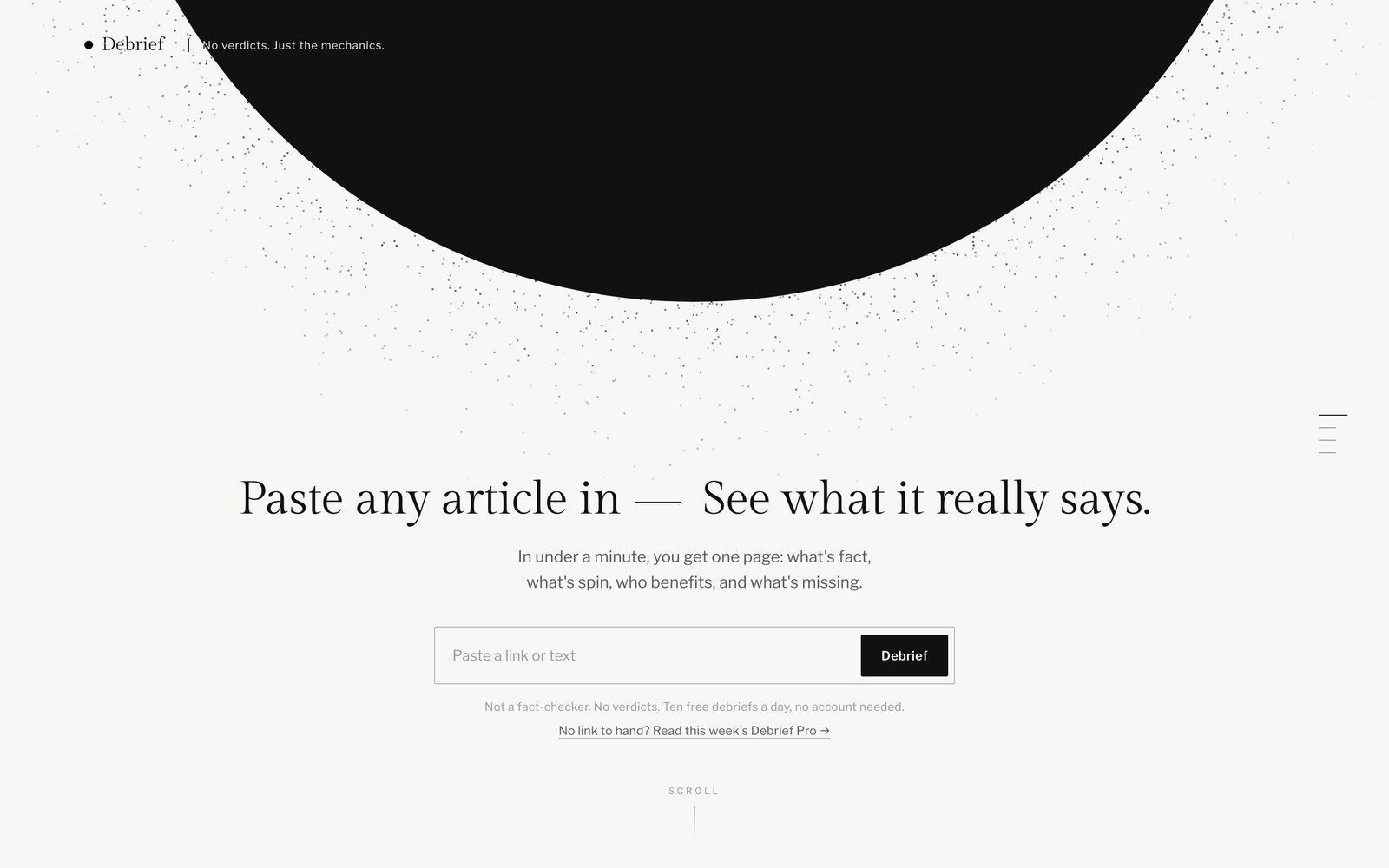 The Debrief website: paste any article in and see what it really says.